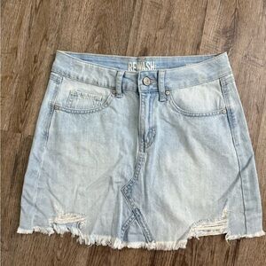 Rewash • Light Wash Distressed Denim Mini Skirt